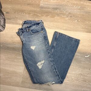 A/X Armani Exchange Blue Distressed Boot Cut Jeans